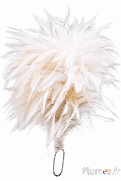 Federbusch Hahn mit Bügel - Höhe 20 cm - creme